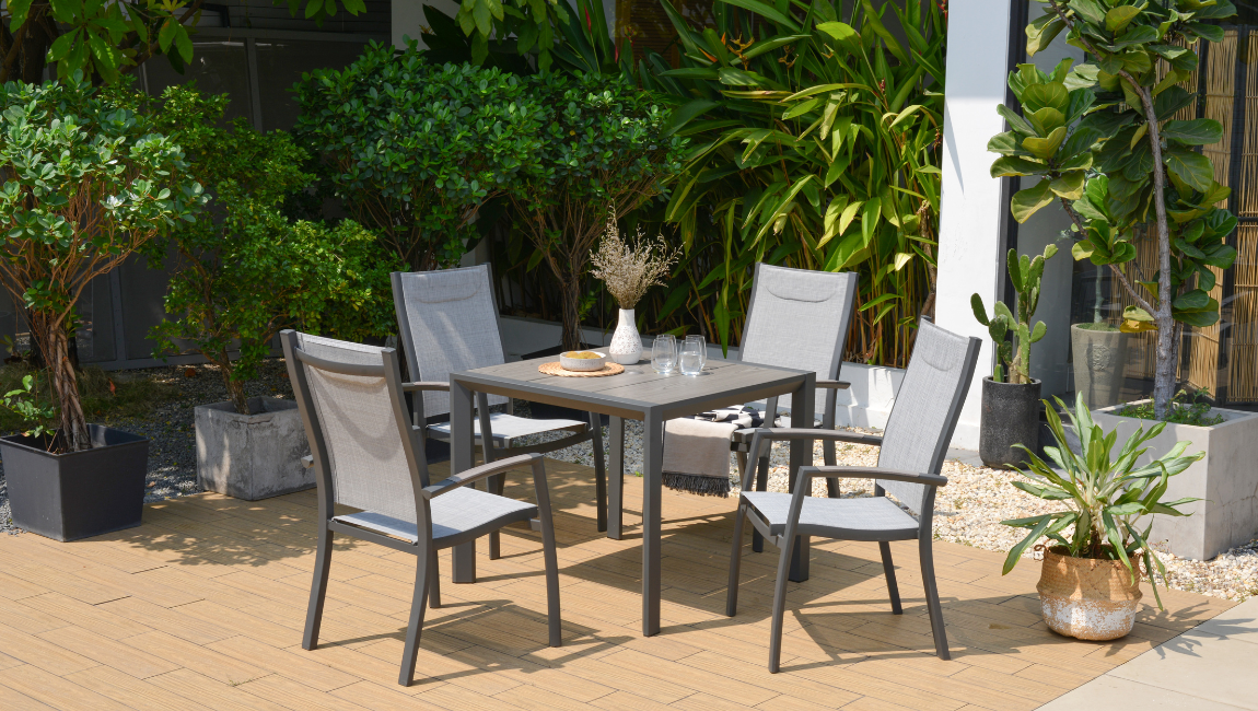 Square table with four chairs.